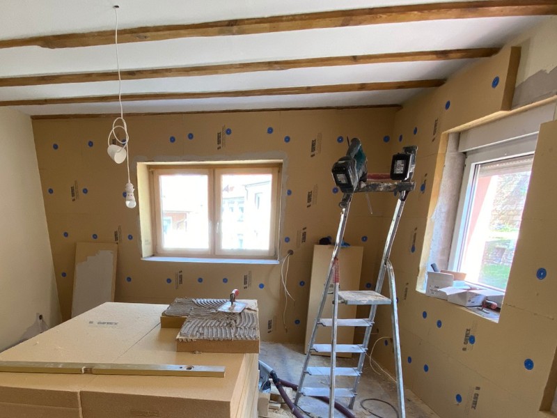 Innendämmung mit Lehm und Holzweichfaserplatten