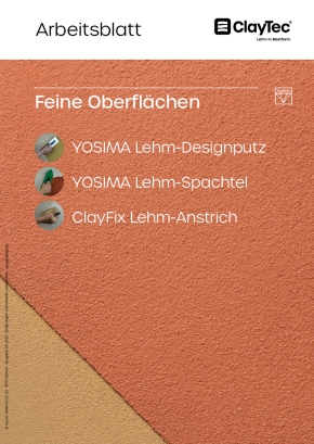 Arbeitsblatt "Feine Oberflächen" von ClayTec  Das Arbeitsblatt "Feine Oberflächen" informiert über Farbtöne und Strukturen + gibt Tipps zur Verarbeitung