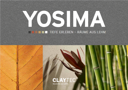 Broschüre Yosima-Designputz von CLAYTEC Titel von Broschüre über Yosima-Designputz von CLAYTEC